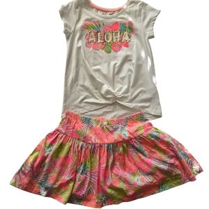 NWT Tommy Bahama Tropical Neon Pink Floral Skort & Hibiscus Sequin Top